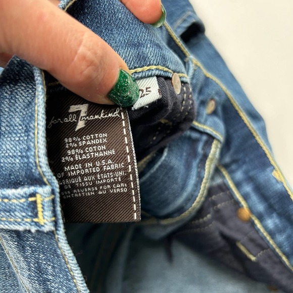 7 For All Mankind | The Skinny Crop Roll Distressed Size 25 - Picture 6 of 6